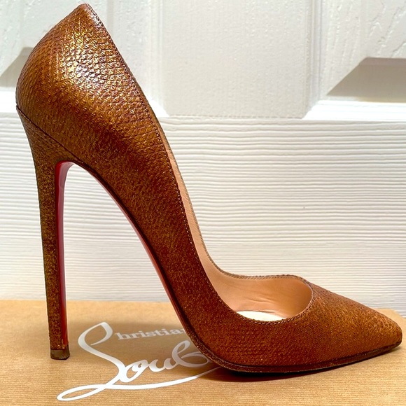 Christian Louboutin Shoes - Christian Louboutin Bronze Karung Reptile Pigalle 120 Size 37